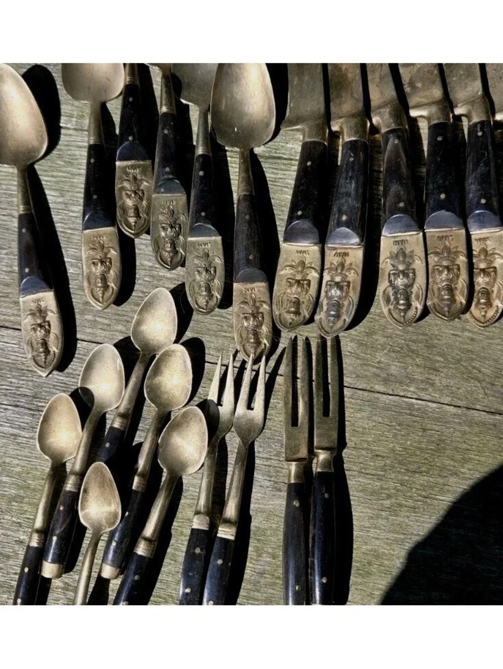Vintage MCM Siam Thailand Goldtone Flatware Set- 22 Pieces